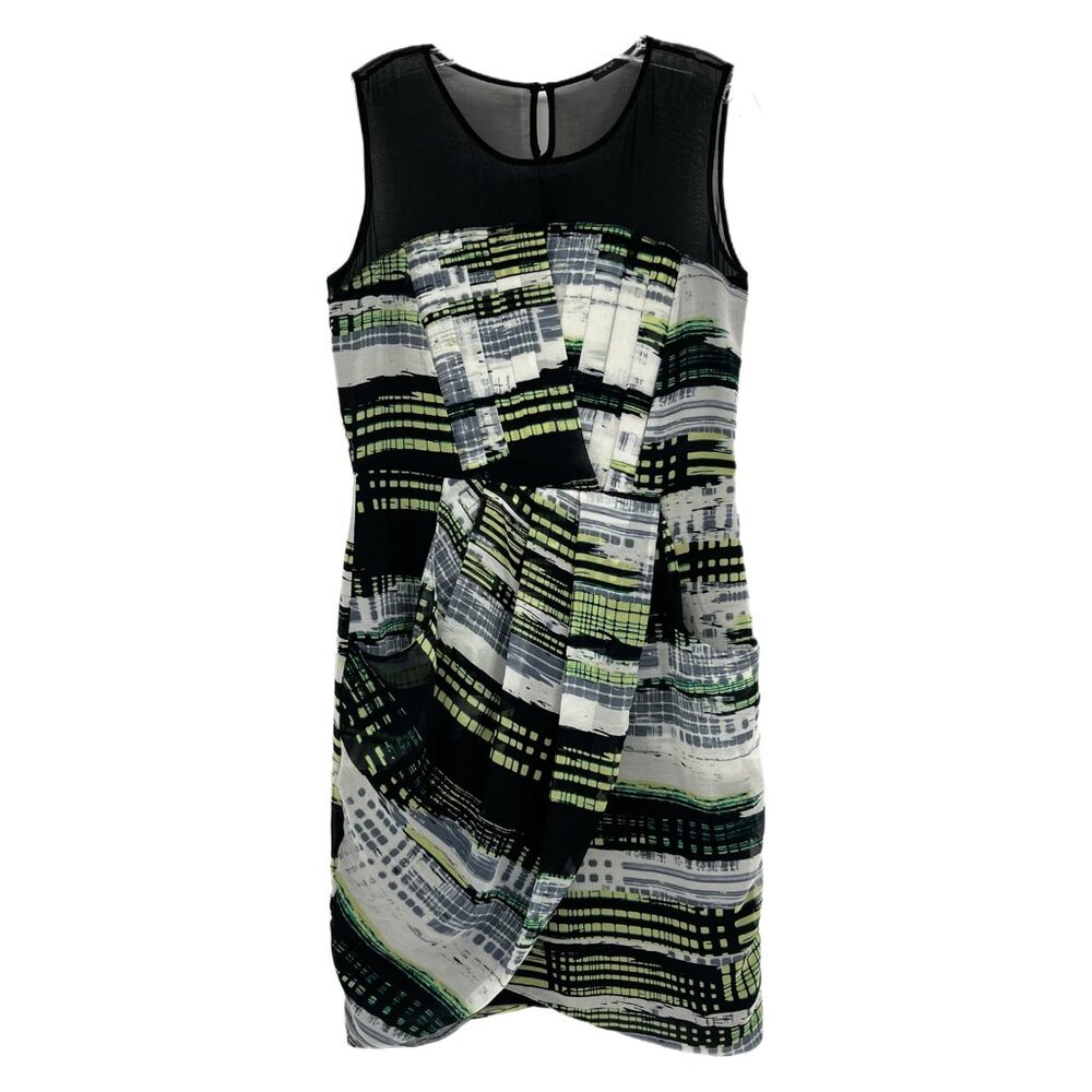 Autograph Black Green Mesh Sleeveless Mini Dress | Size 8